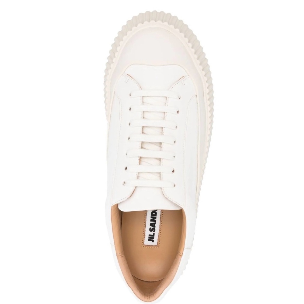 Jil Sander Cream Leather Sneakers